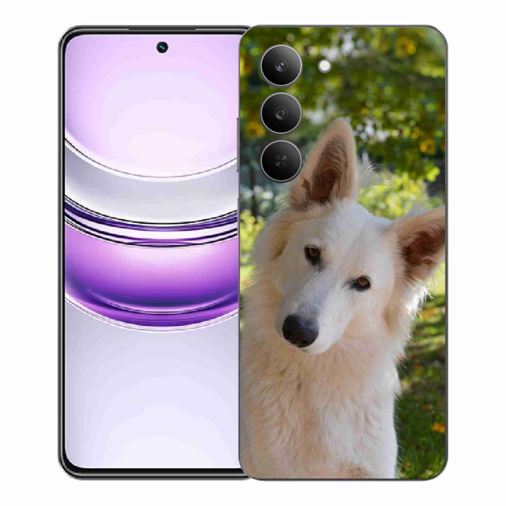 Gélový kryt mmCase na Realme 14x 5G - biely švajčiarsky ovčiak 1