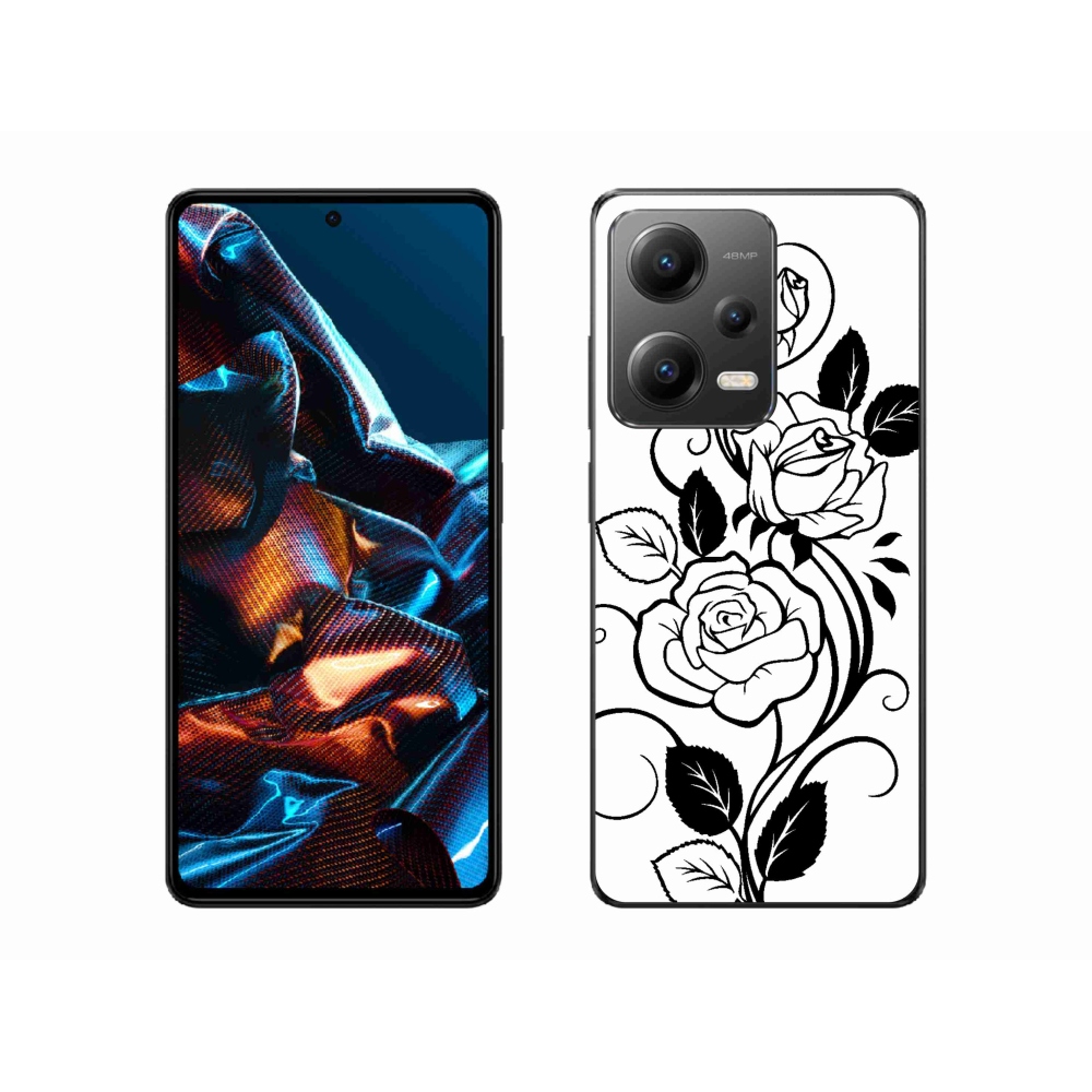 Gélový kryt mmCase na mobil Xiaomi Redmi Note 12 Pro 5G - čiernobiela ruža