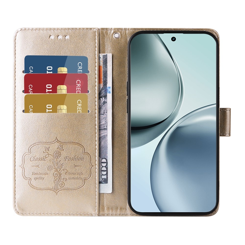 Flowery knižkové puzdro na Realme 14 Pro+ 5G - zlaté