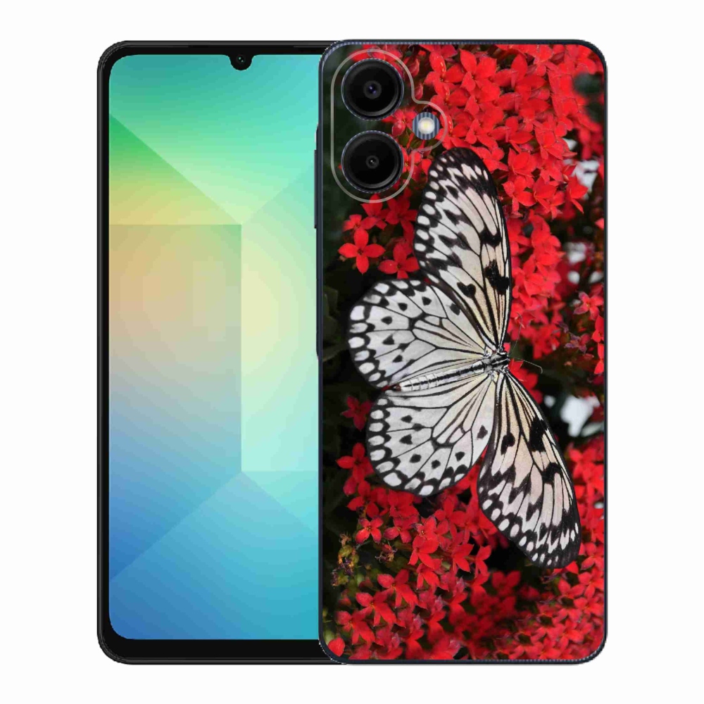 Gélový kryt mmCase na Samsung Galaxy A06 4G - čiernobiely motýľ 1