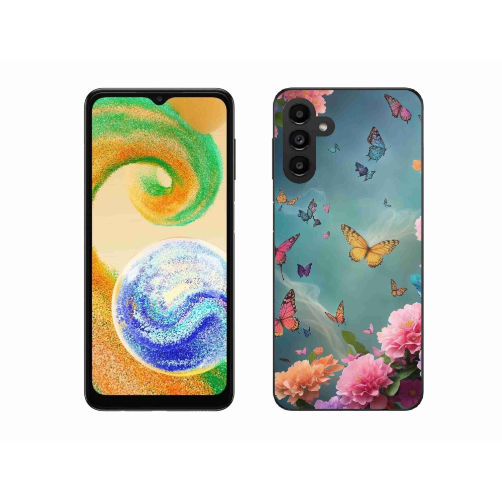 Gélový kryt mmCase na Samsung Galaxy A04s (164.7x76.7x9.1mm) - farebné kvety a motýle