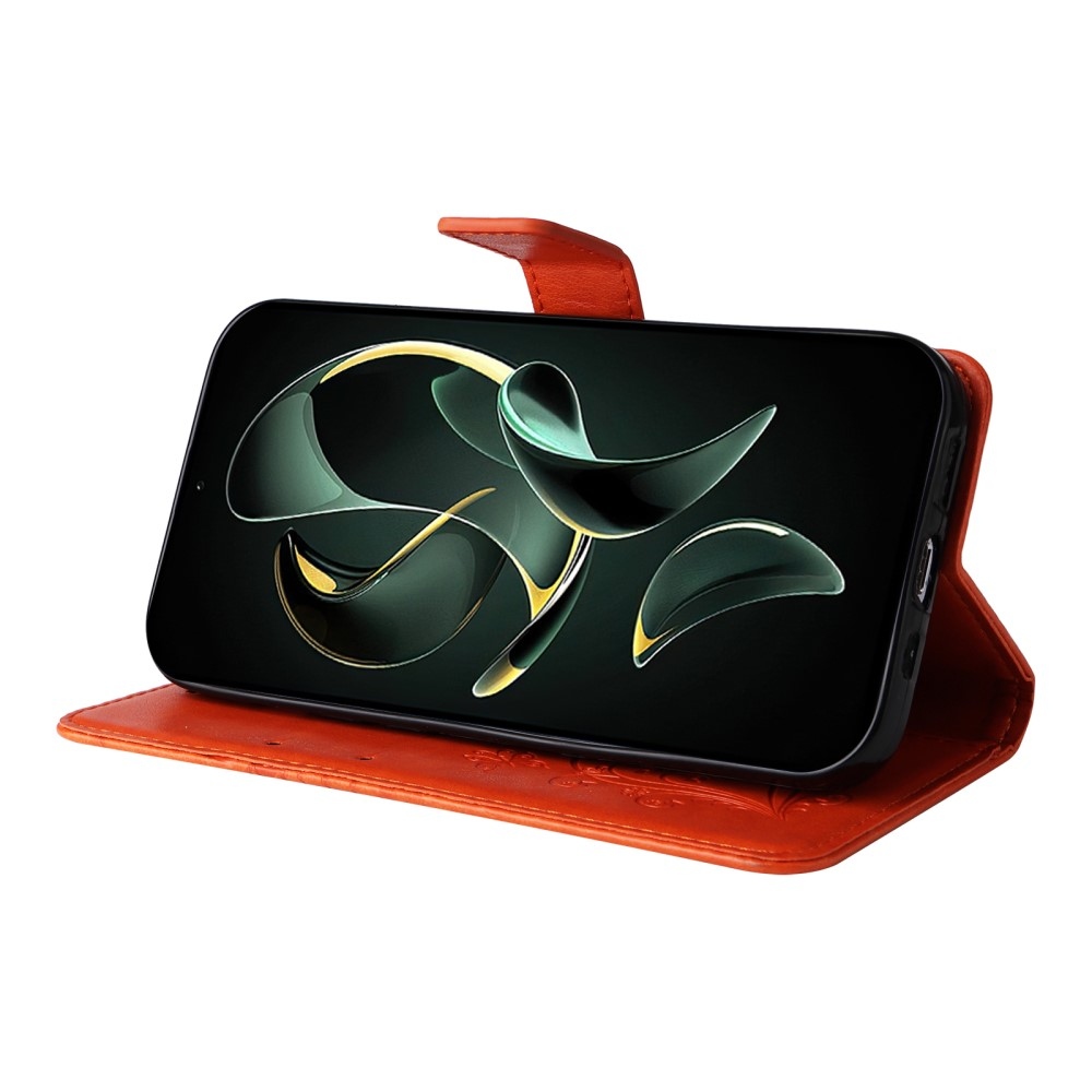 Big butterfly knižkové púzdro na Xiaomi 13T/13T Pro - oranžové