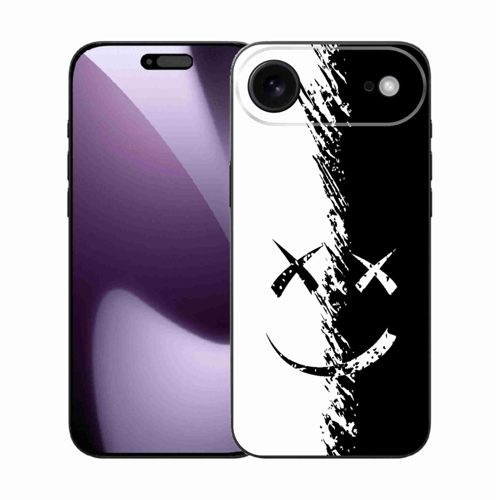 Gélový kryt mmCase na iPhone 17 Air - čiernobiely smajlík