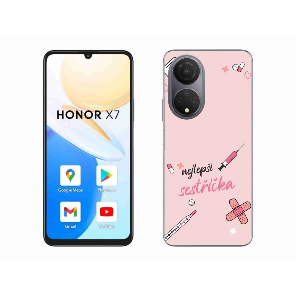 Gélový kryt mmCase na Honor X7 - najlepšia sestrička ružové pozadie