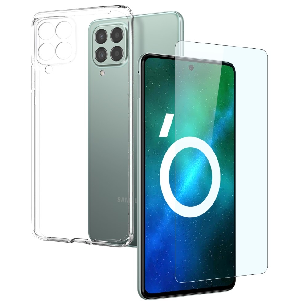 NORTHJO priehľadný gélový obal + tvrdené sklo na Samsung Galaxy M53 5G - priehľadný