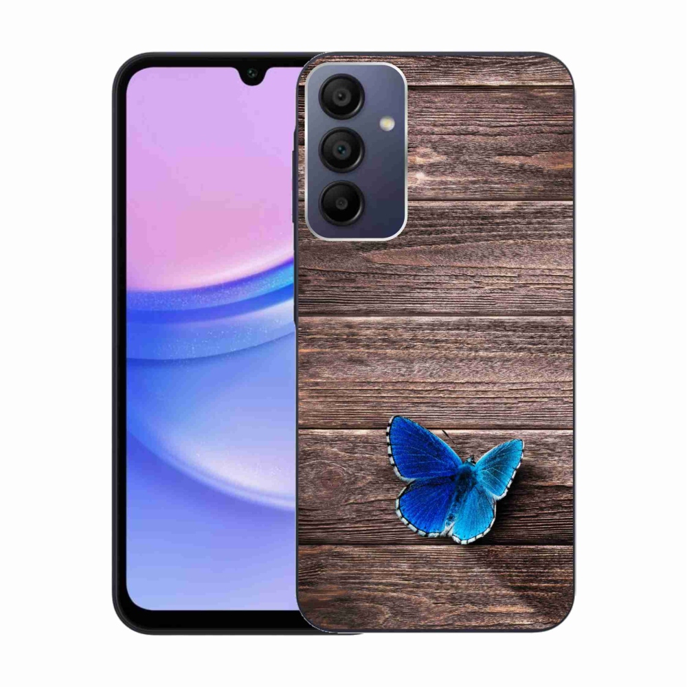 Gélový kryt mmCase na Samsung Galaxy A15 4G/5G - modrý motýľ 1