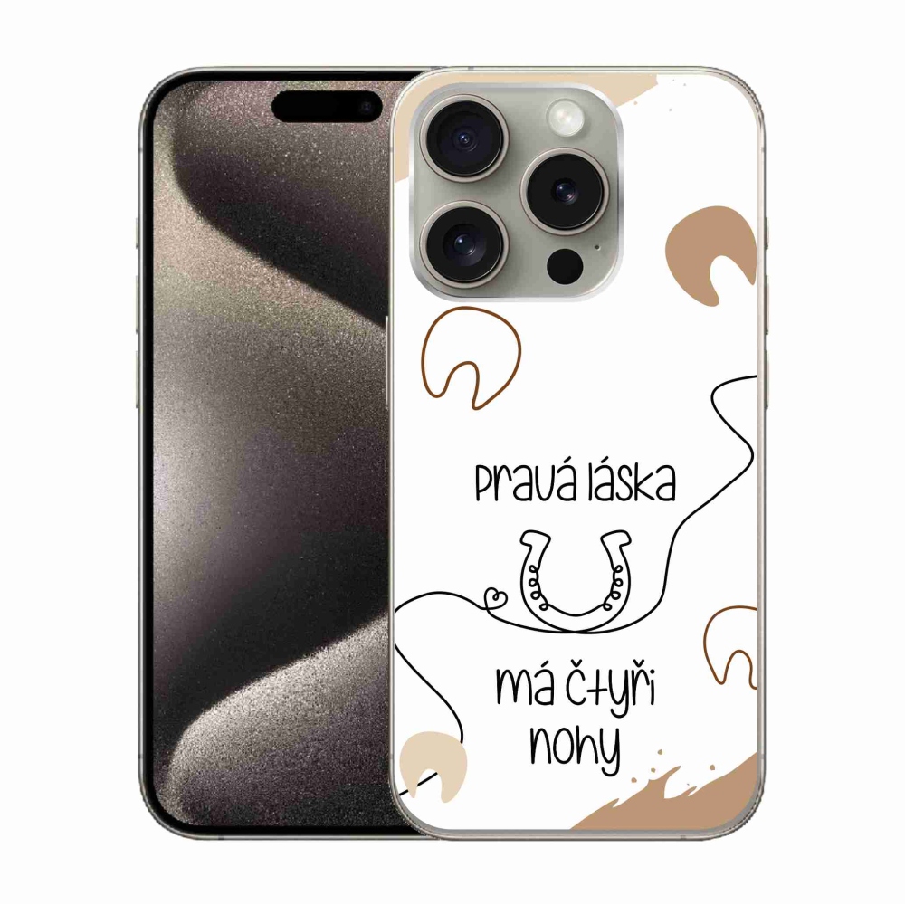 Gélový kryt mmCase na iPhone 15 Pro - konský motív biele pozadie