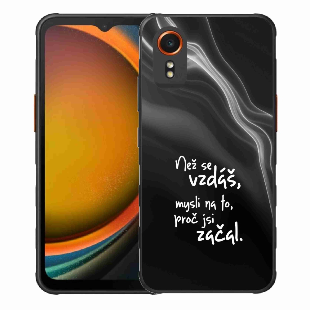 Gélový kryt mmCase na Samsung Galaxy Xcover 7 - citát 2 čierne pozadie
