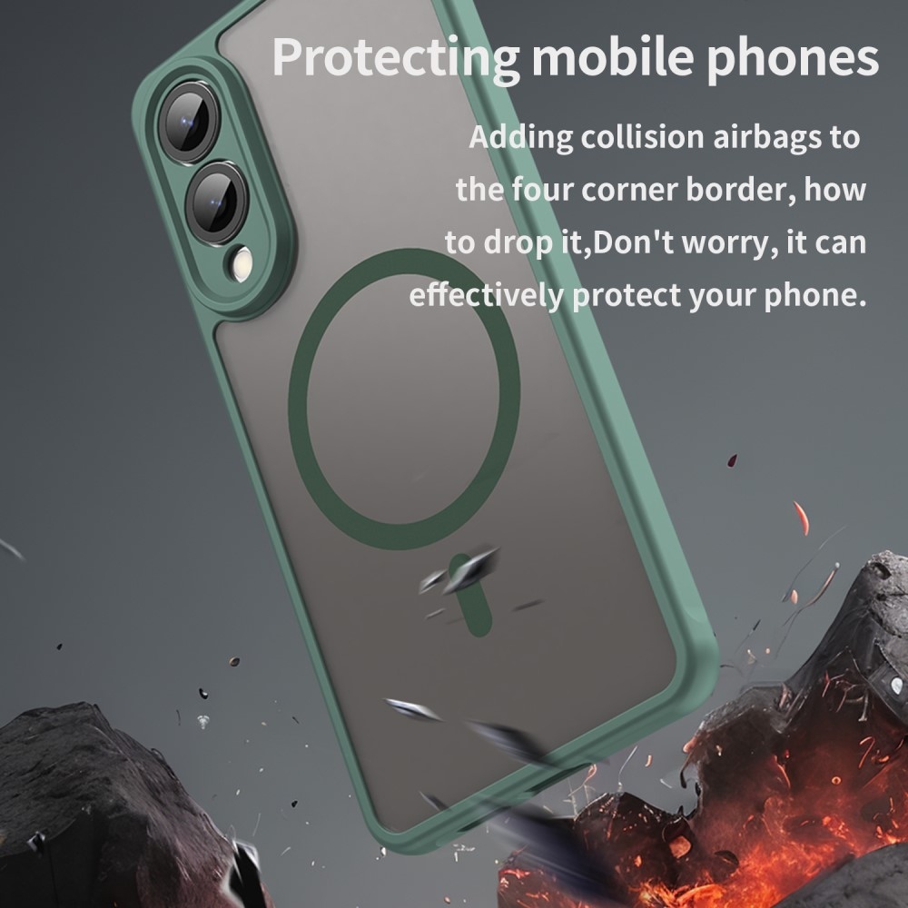 Case matný gélový obal s MagSafe na Samsung Galaxy S25 Edge - zelený