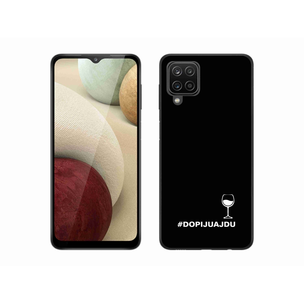 Gélový kryt mmCase na Samsung Galaxy A12 - vínny motív čierne pozadie