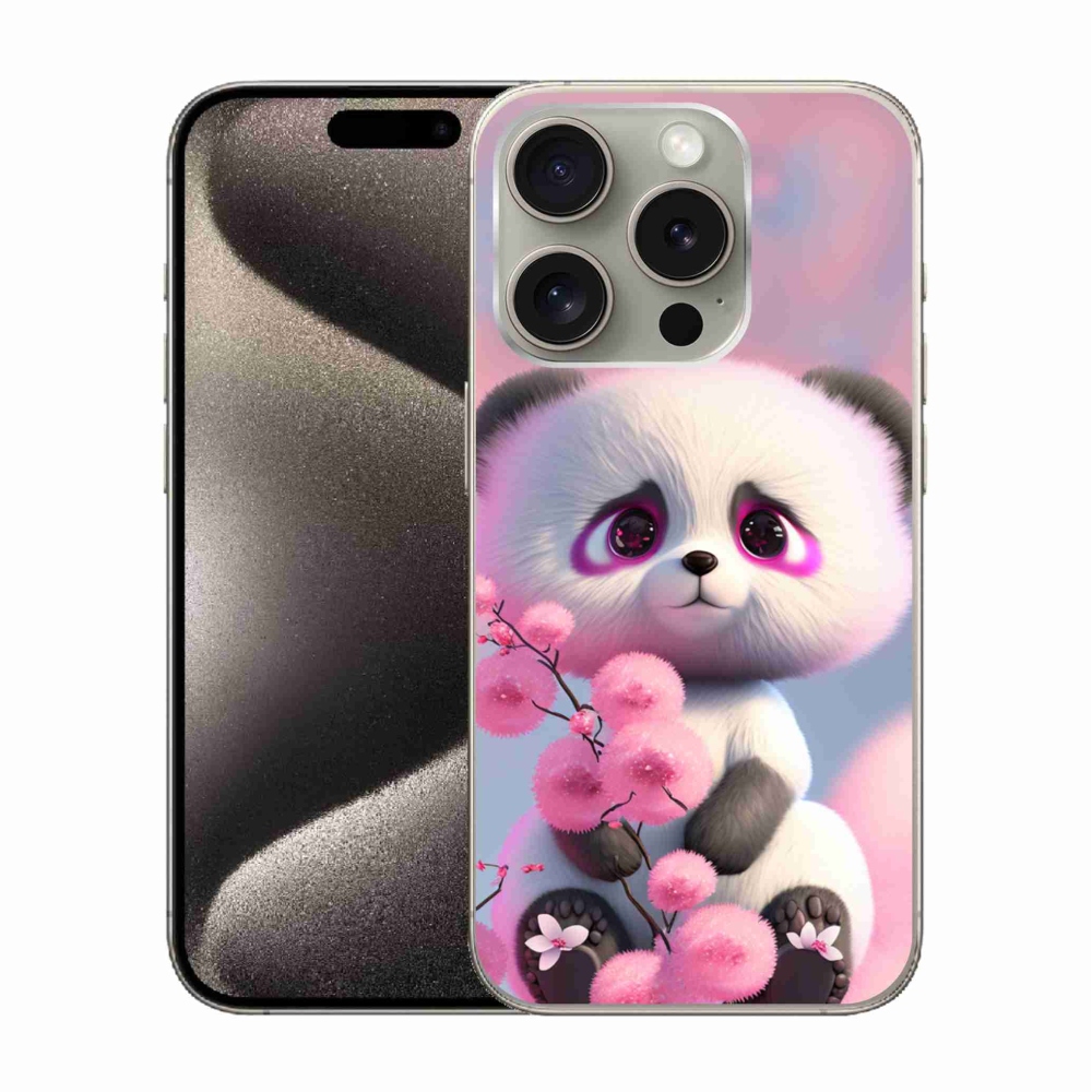 Gélový kryt mmCase na iPhone 15 Pro - roztomilá panda 1