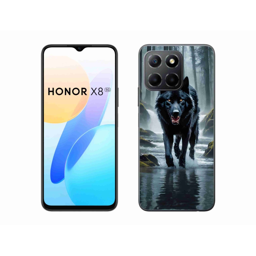 Gélový kryt mmCase na Honor X8 5G - čierny vlk