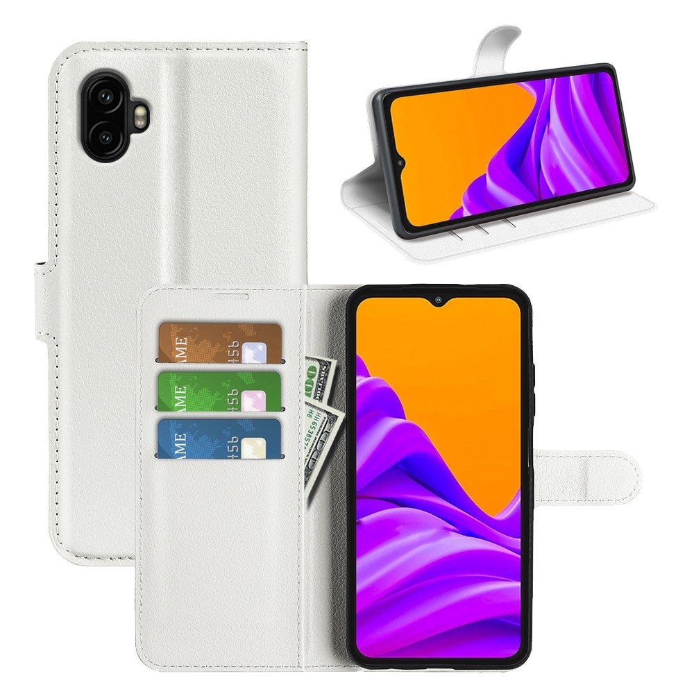 Litchi knižkové púzdro na Samsung Galaxy Xcover 7 Pro - biele