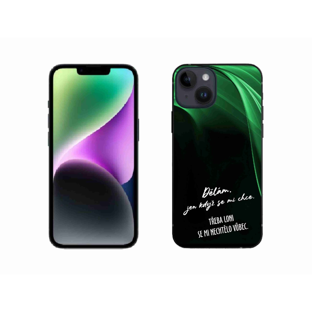 Gélový kryt mmCase na iPhone 14 - vtipný text 12 čierne pozadie