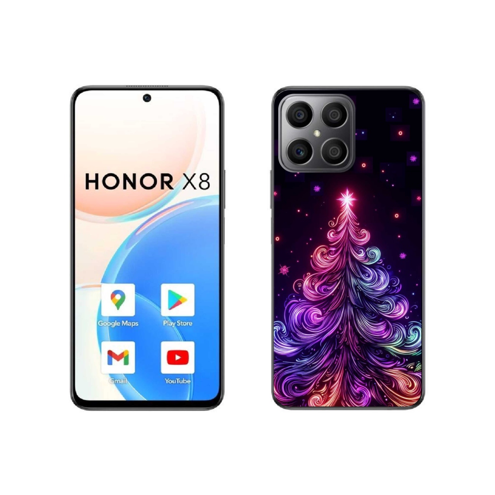 Gélový kryt mmCase na Honor X8 4G - neónový vianočný stromček 1