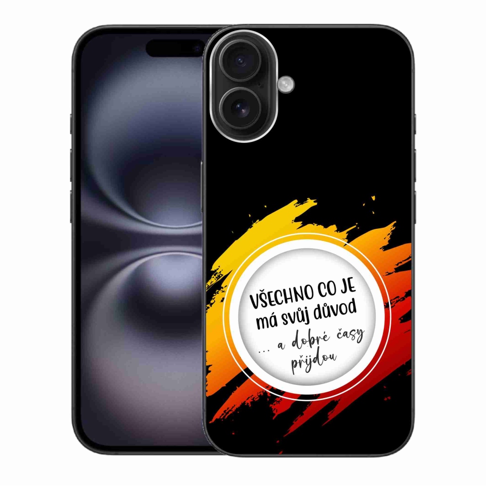 Gélový kryt mmCase na iPhone 16 Plus - citát 3 čierne pozadie