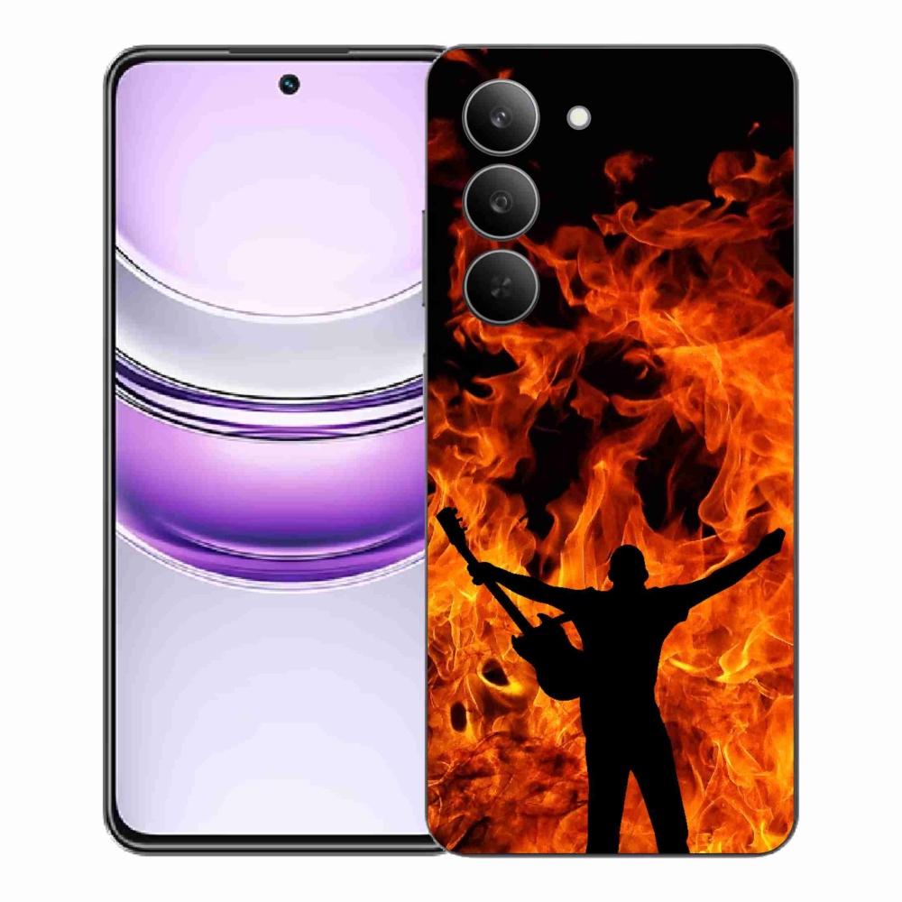 Gélový kryt mmCase na Realme 14x 5G - muzikant a oheň