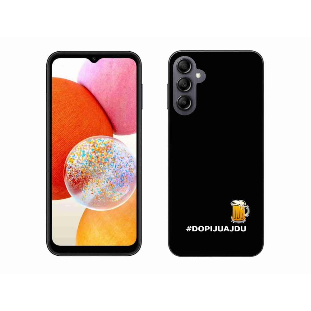 Gélový kryt mmCase na Samsung Galaxy A14 4G/5G - pivný motív 1 čierne pozadie