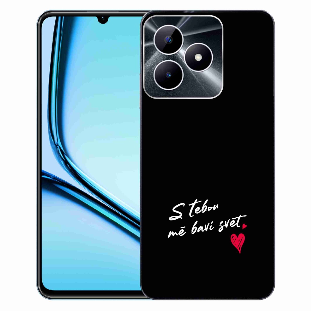 Gélový kryt mmCase na Realme Note 50 - zamilovaný text 1 čierne pozadie