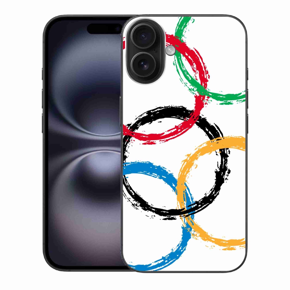 Gélový kryt mmCase na iPhone 16 Plus - olympijské kruhy biele pozadie