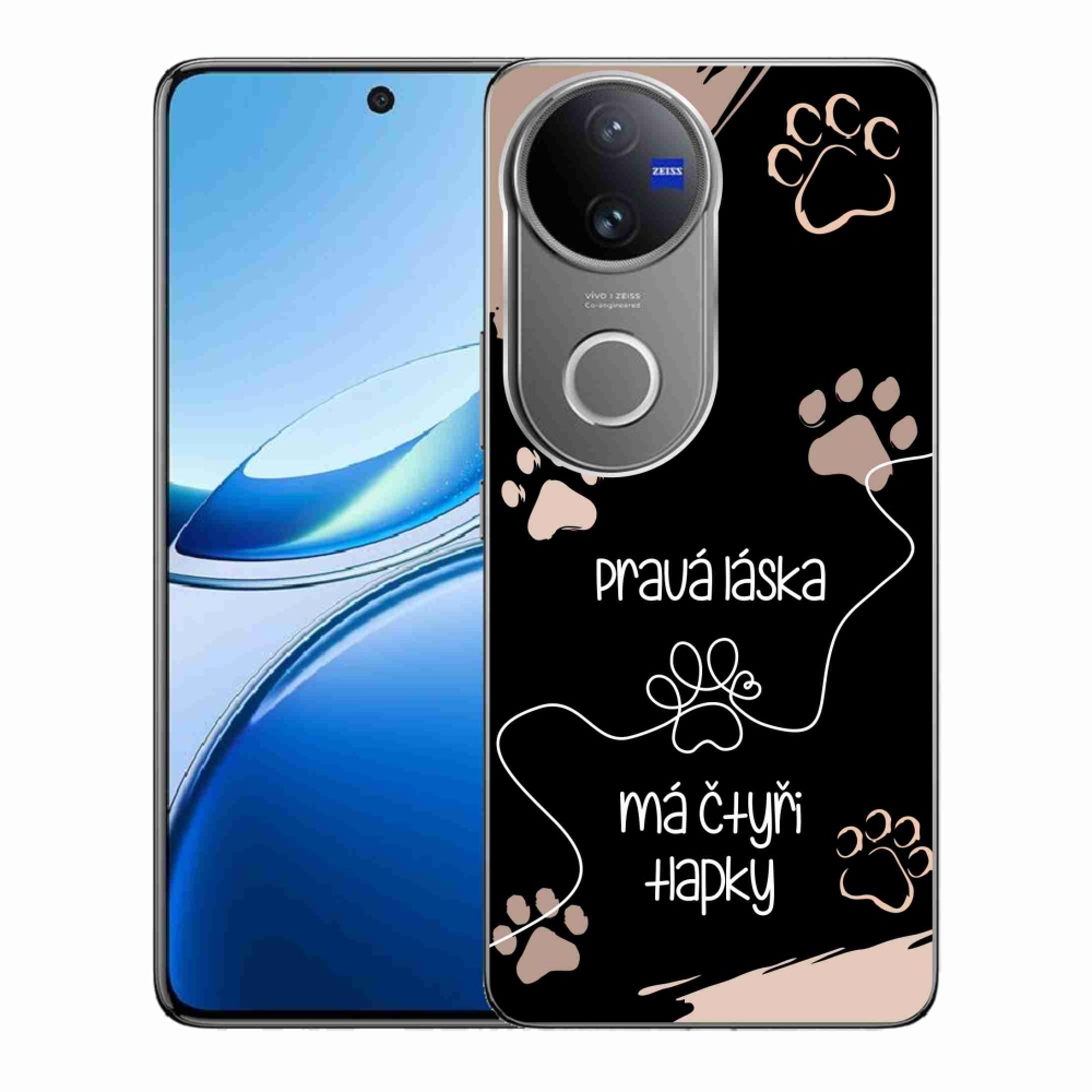 Gélový kryt mmCase na Vivo V50 5G - psí motív 1 čierne pozadie