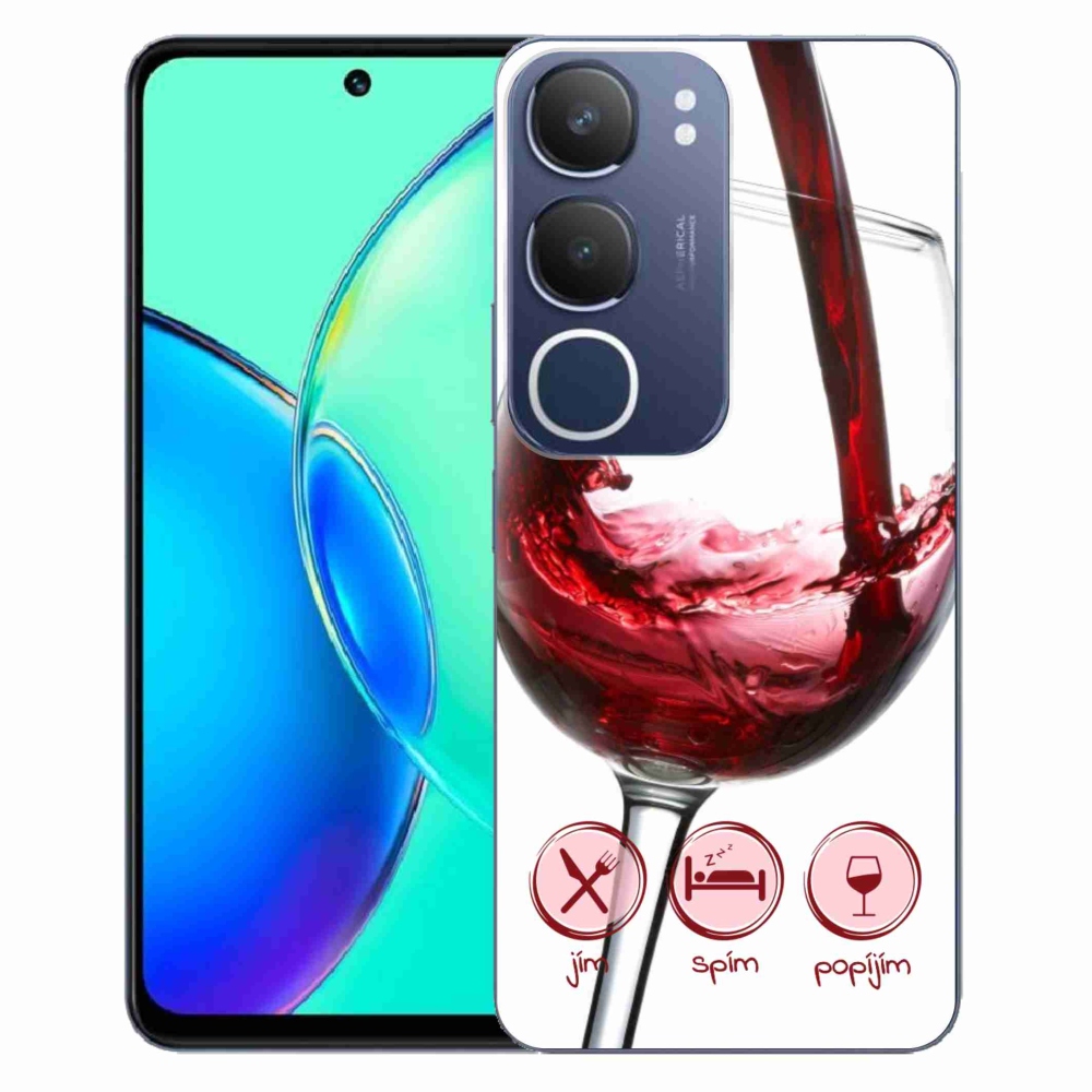 Gélový kryt mmCase na Vivo Y19s - pohár vína červené