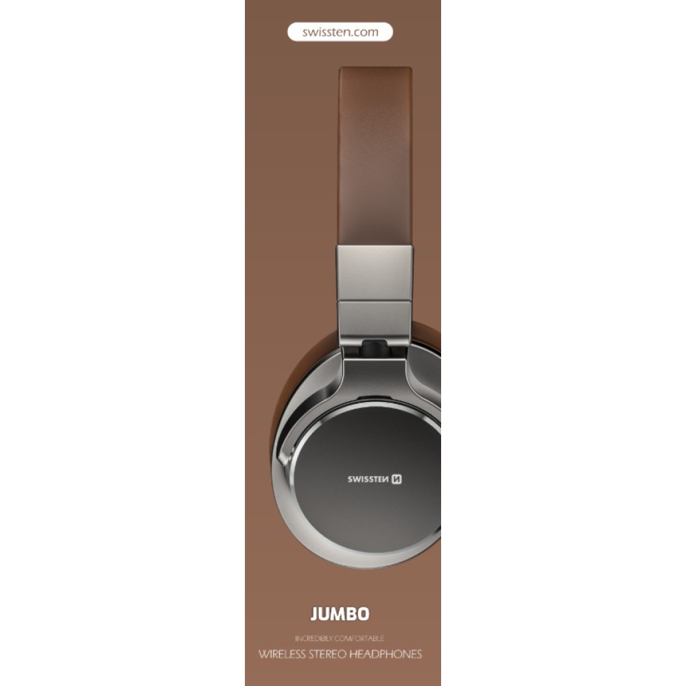 Bezdrôtové slúchadlá Swissten Jumbo Bluetooth - strieborné/hnedé