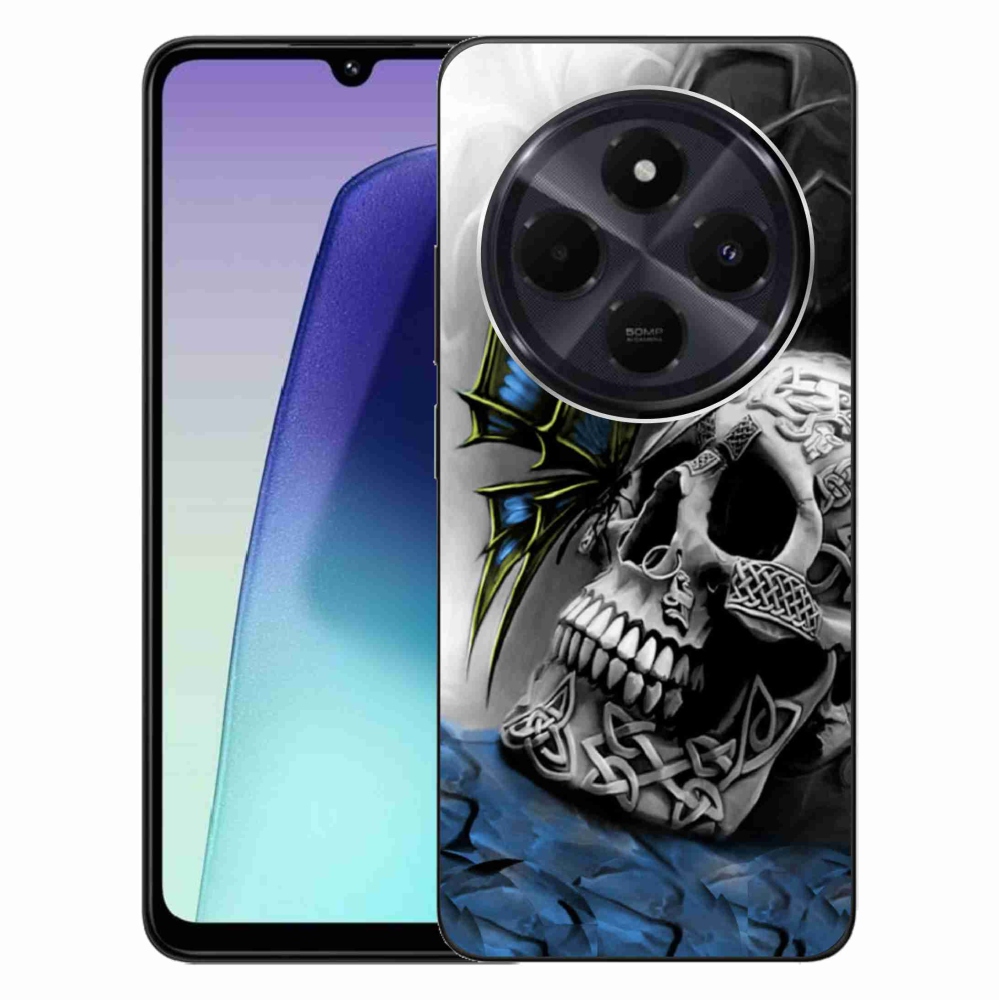 Gélový kryt mmCase na Xiaomi Redmi 14C/Poco C75 - motýľ a lebka