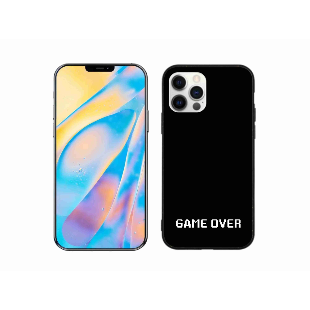 Gélový kryt mmCase na iPhone 12 - game over čierne pozadie