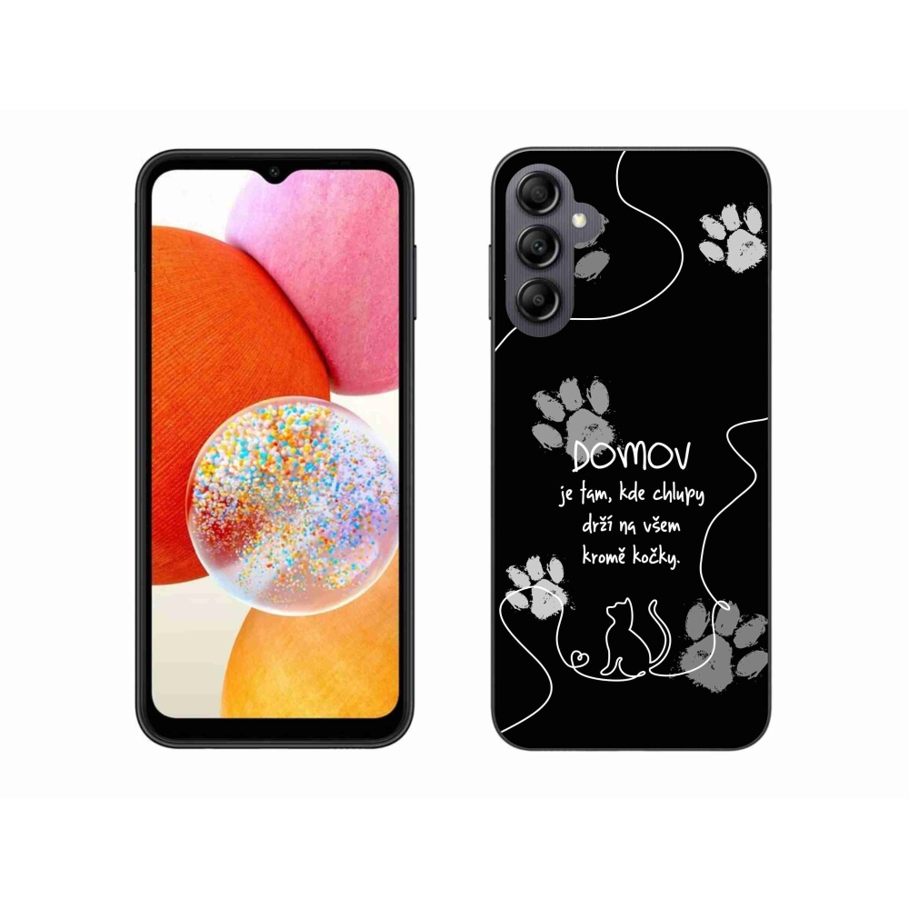 Gélový kryt mmCase na Samsung Galaxy A14 4G/5G - mačacie motív čierne pozadie