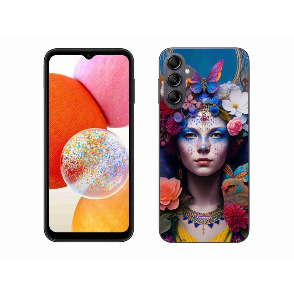Gélový kryt mmCase na Samsung Galaxy A14 4G/5G - žena s kvetinami