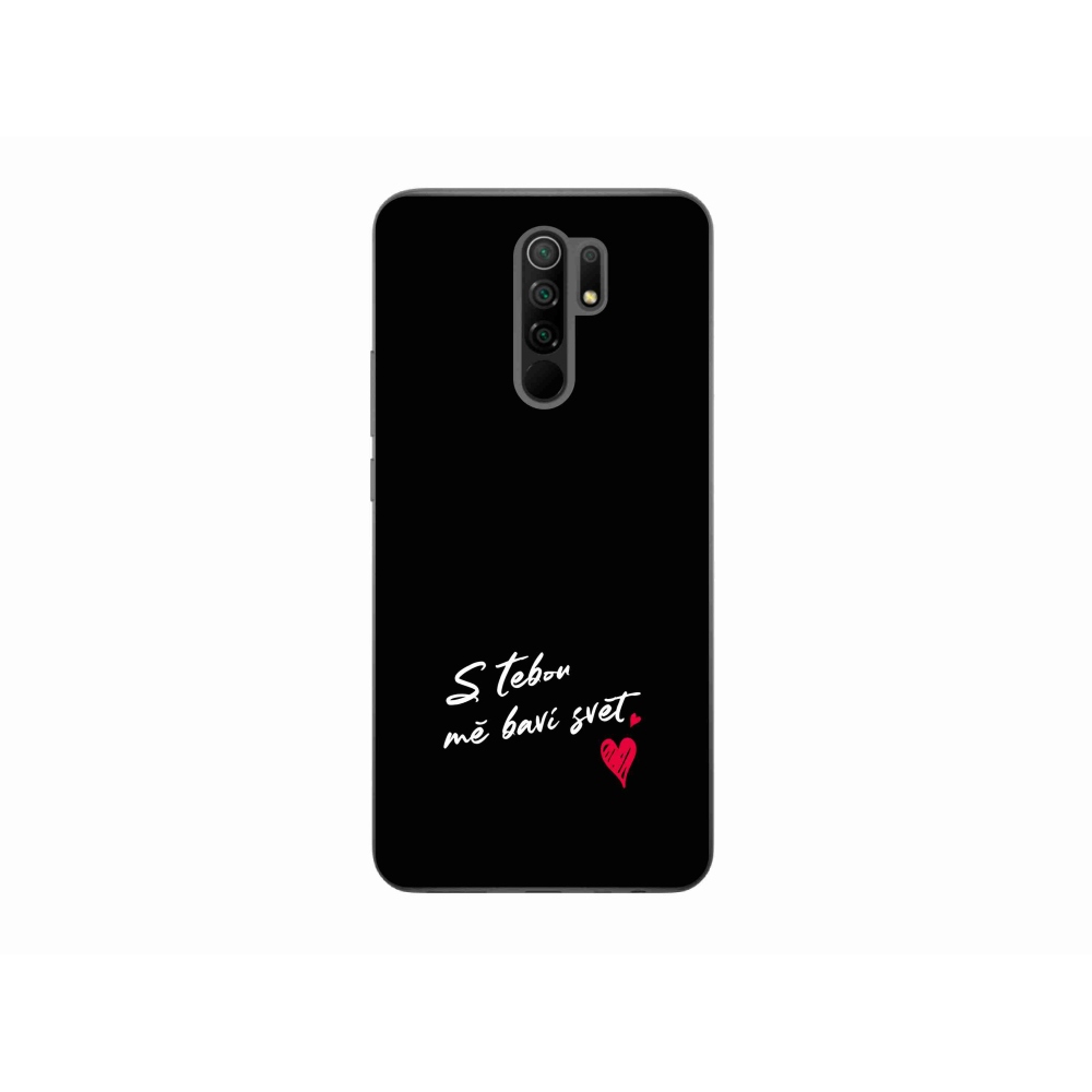 Gélový kryt mmCase na Xiaomi Redmi 9 - zamilovaný text 1 čierne pozadie