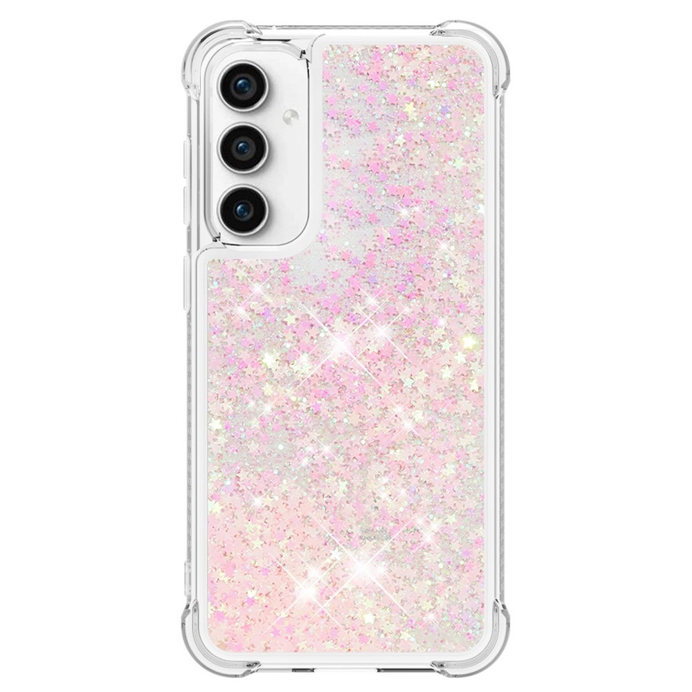Glitter gélový presýpací obal na Samsung Galaxy S23 FE - ružový/hviezdičky