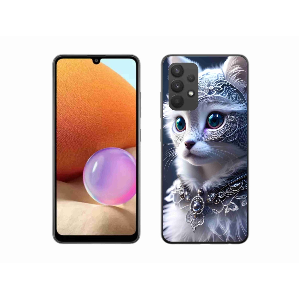 Gélový kryt mmCase na Samsung Galaxy A32 4G - biela mačka