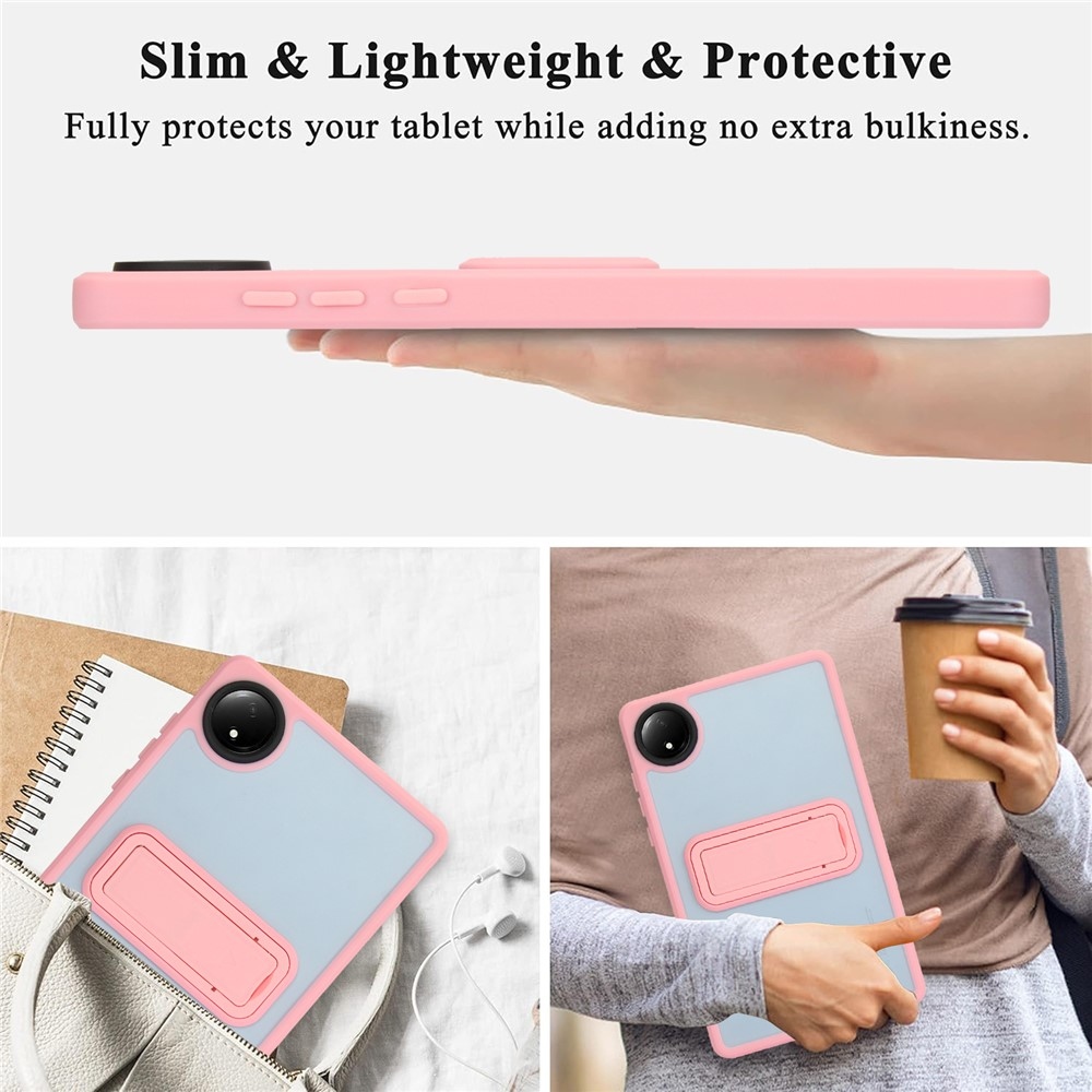 Skiny gélový obal s pevným chrbtom a výklopným stojanom na Xiaomi Redmi Pad SE 8.7 - ružový