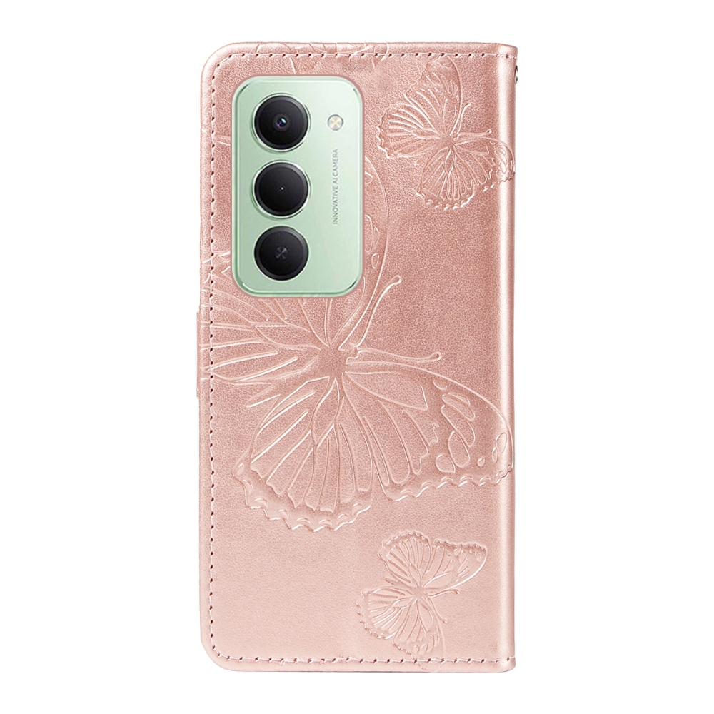 Big Butterfly knižkové púzdro na Xiaomi Redmi 15 4G (171mm) - ružovozlaté
