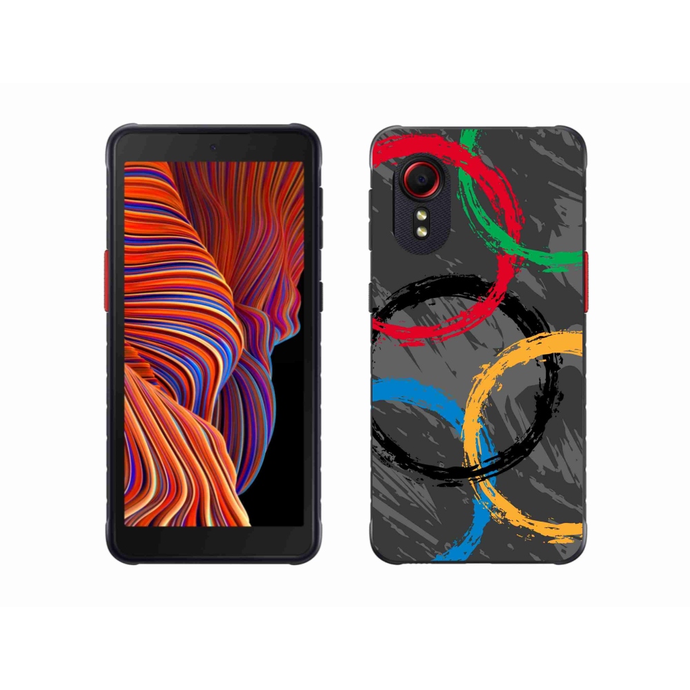 Gélový kryt mmCase na Samsung Galaxy Xcover 5 - olympijské kruhy čierne pozadie