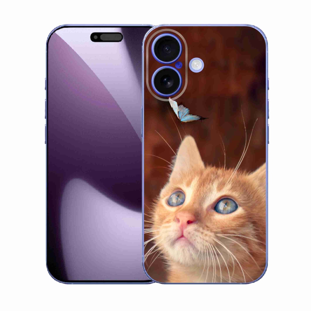 Gélový kryt mmCase na iPhone 17 - motýľ a mačiatko