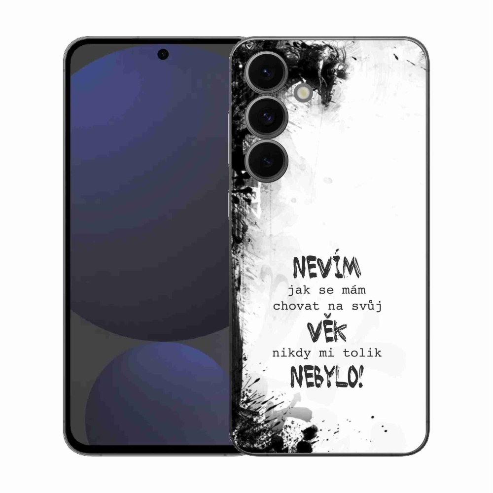 Gélový kryt mmCase na Samsung Galaxy S25 FE - vtipný text 14 biele pozadie
