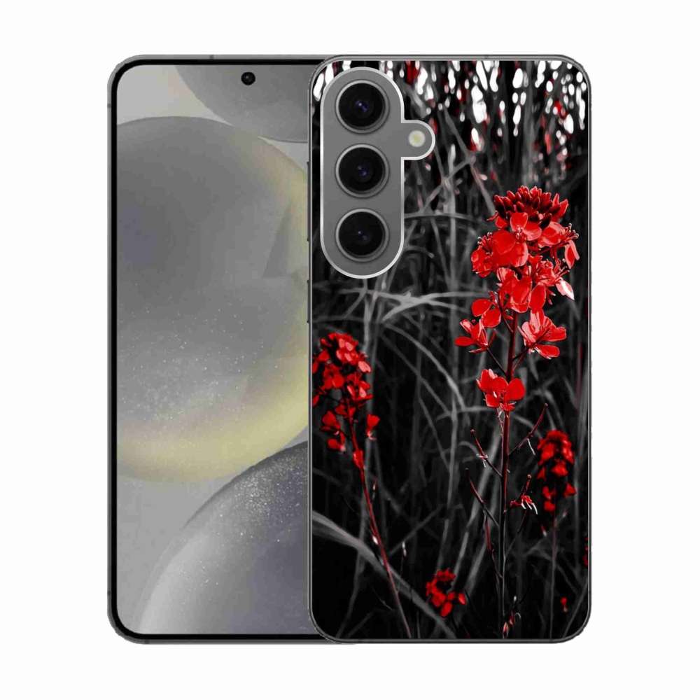 Gélový kryt mmCase na Samsung Galaxy S24 - červená rastlina