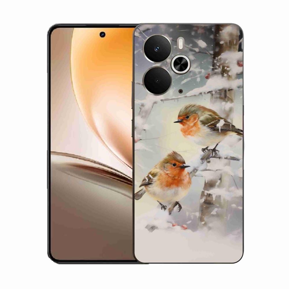 Gélový kryt mmCase na Realme 14 5G - vtáčiky v zime