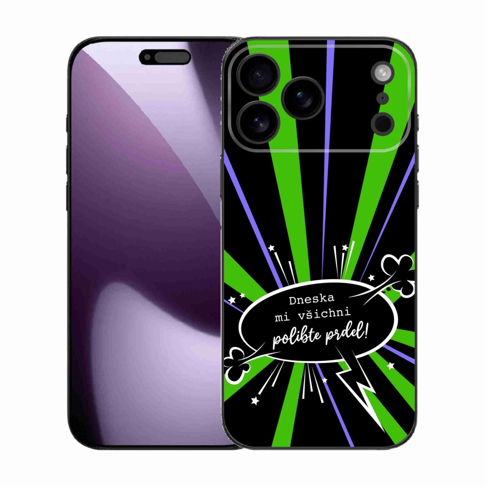 Gélový kryt mmCase na iPhone 17 Pro Max - vtipný text 15 čierne pozadie