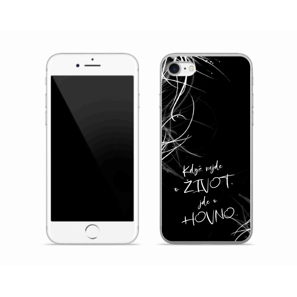 Gélový kryt mmCase na iPhone SE (2022) - vtipný text 16 čierne pozadie