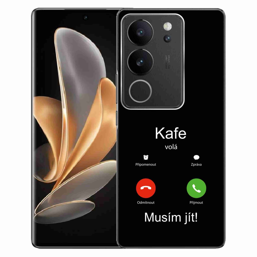 Gélový kryt mmCase na Vivo V29 5G - káva volá čierne pozadie