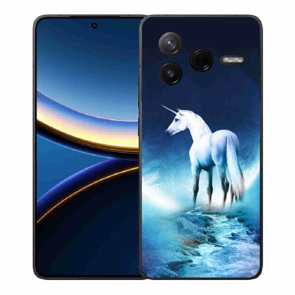 Gélový kryt mmCase na Xiaomi Poco F7 Pro - biely jednorožec