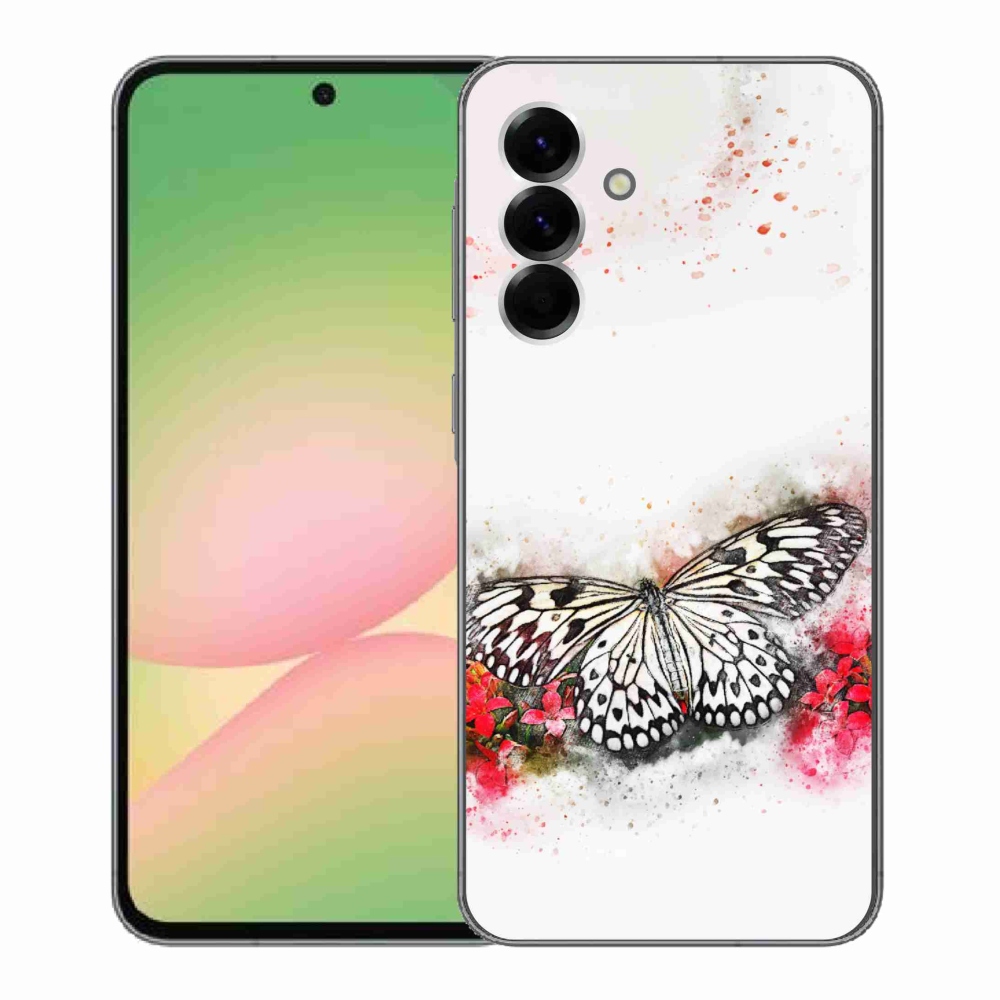 Gélový kryt mmCase na Samsung Galaxy A56 5G - čiernobiely motýľ