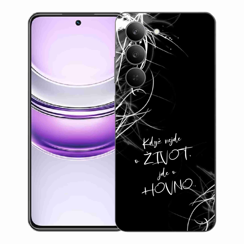 Gélový kryt mmCase na Realme 14x 5G - vtipný text 16 čierne pozadie