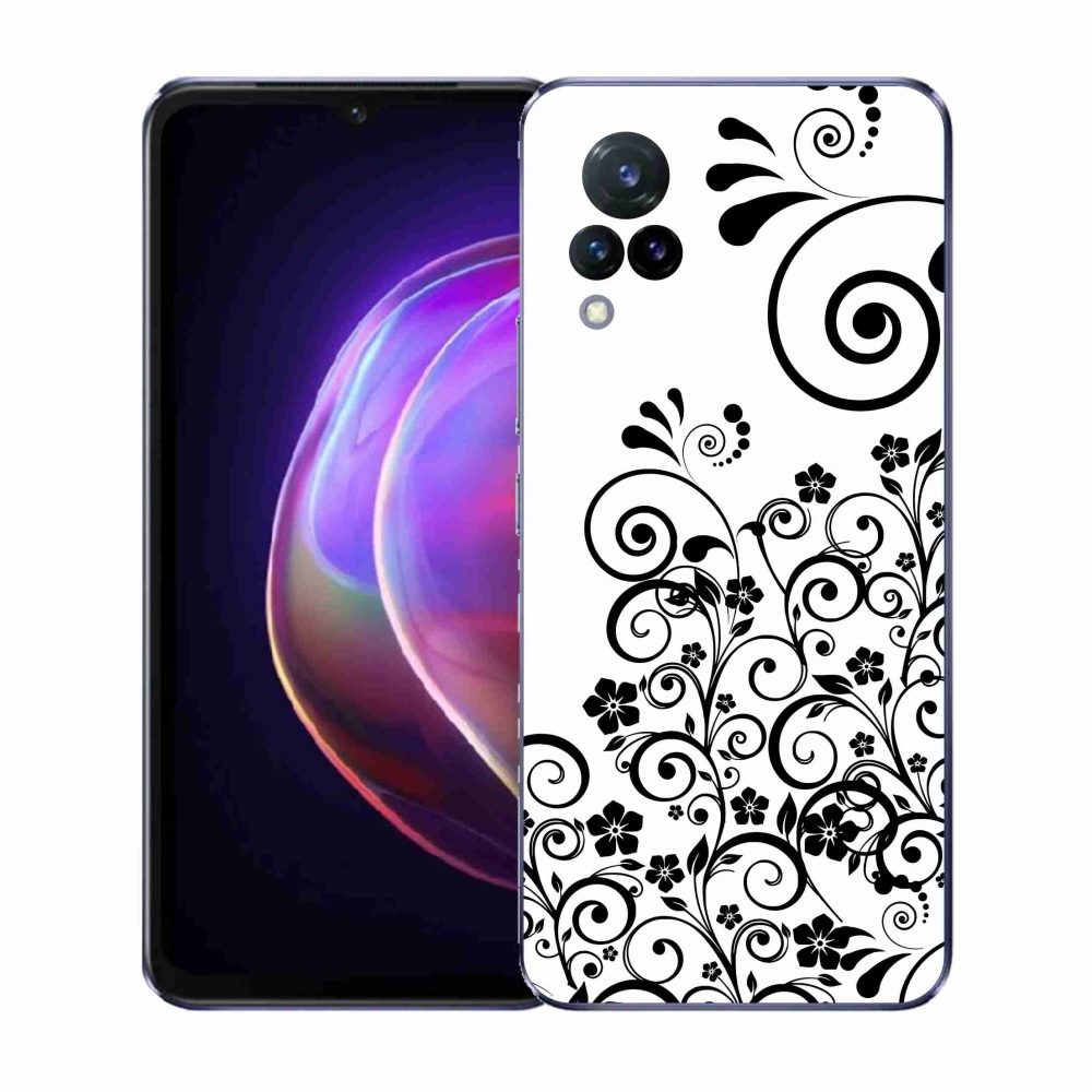 Gélový kryt mmCase na Vivo V21 4G/5G - čiernobiele kvetinové vzory