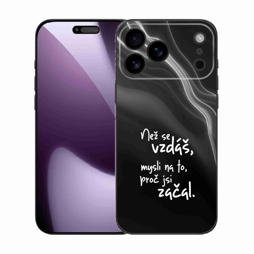 Gélový kryt mmCase na iPhone 17 Pro Max - citát 2 čierne pozadie