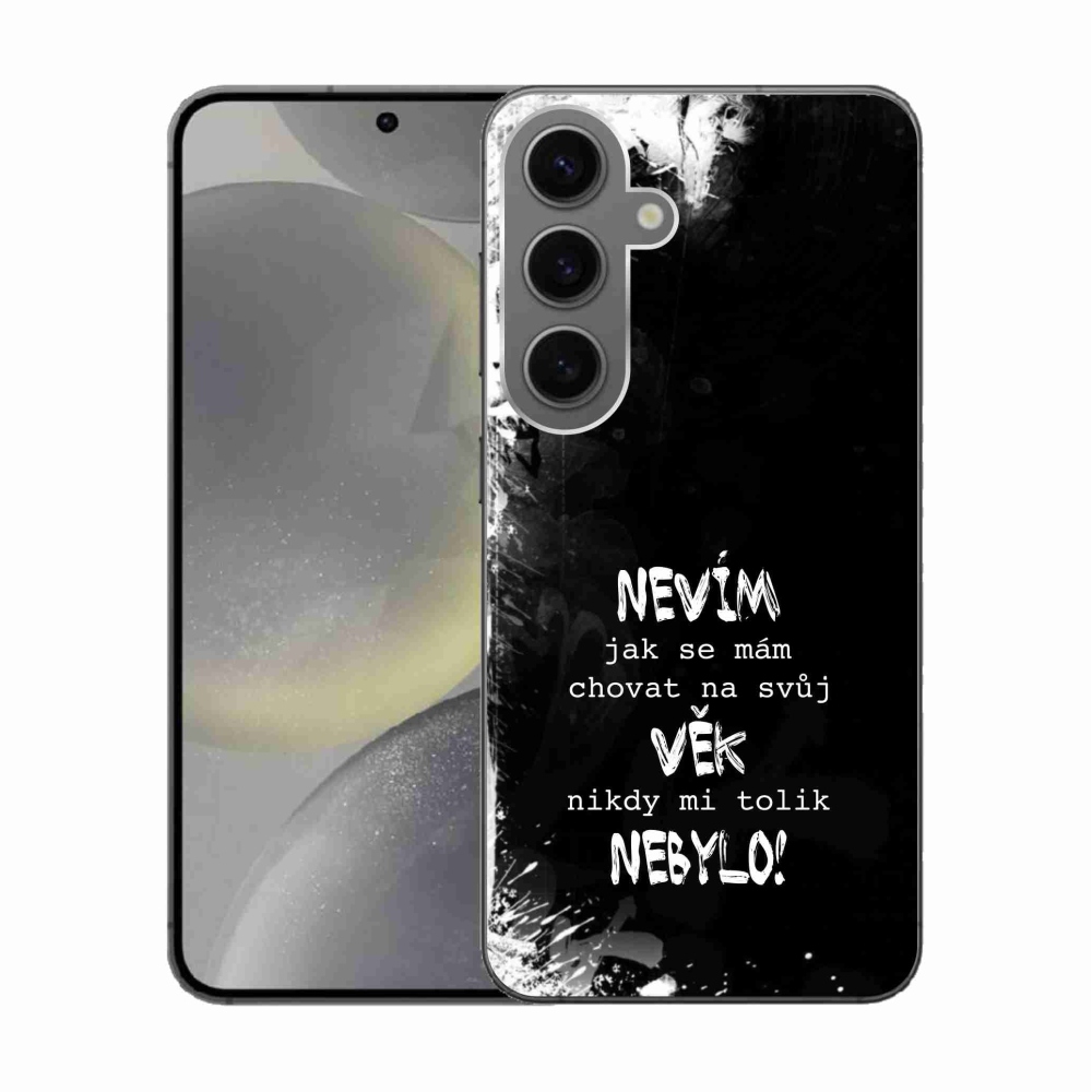 Gélový kryt mmCase na Samsung Galaxy S24 - vtipný text 14 čierne pozadie